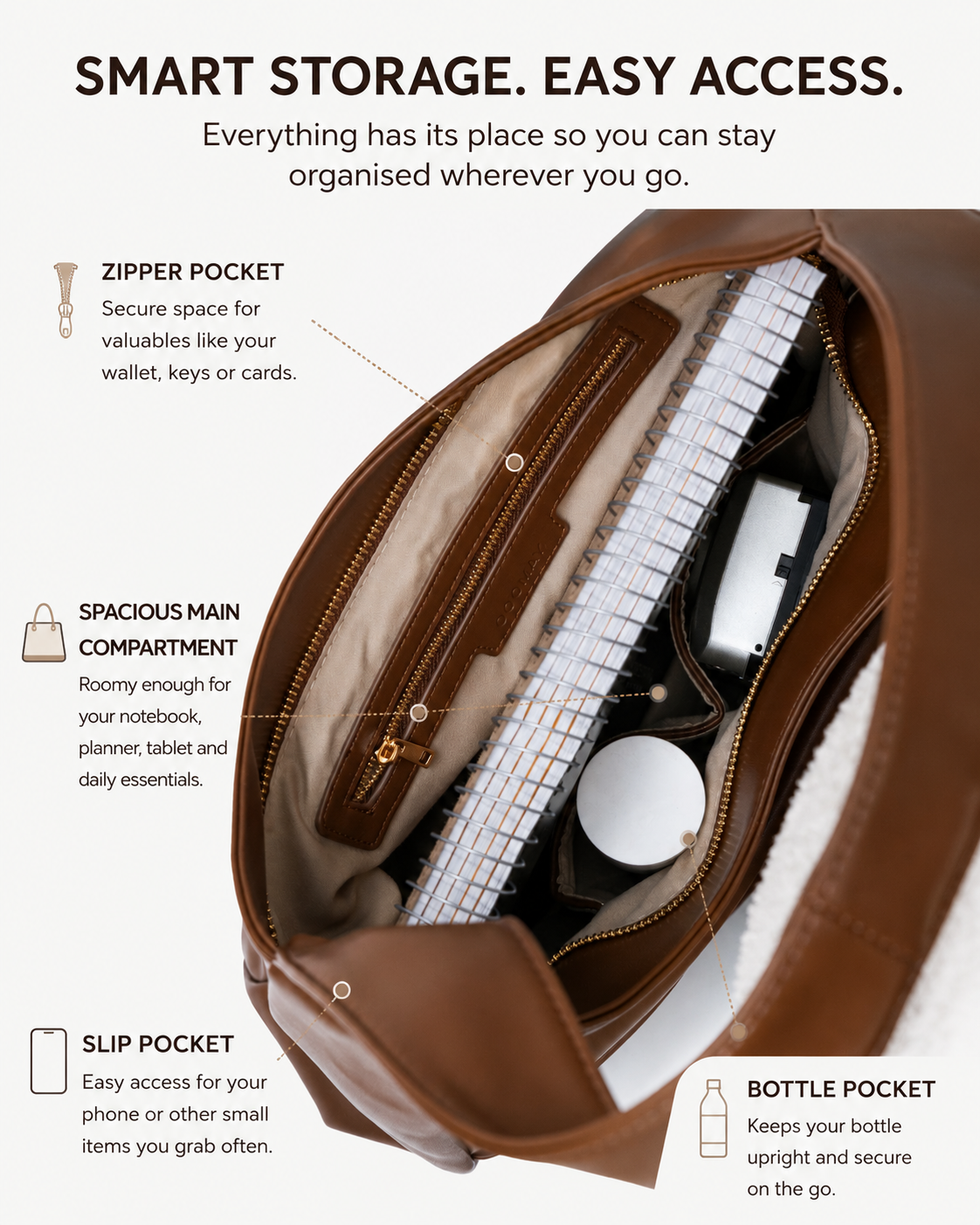 The NALEDI Signature Large-Capacity Leather Bag Designed for more. Made for every day.